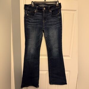 Women’s American Eagle Kick Boot cut jeans, darker wash, size 12.